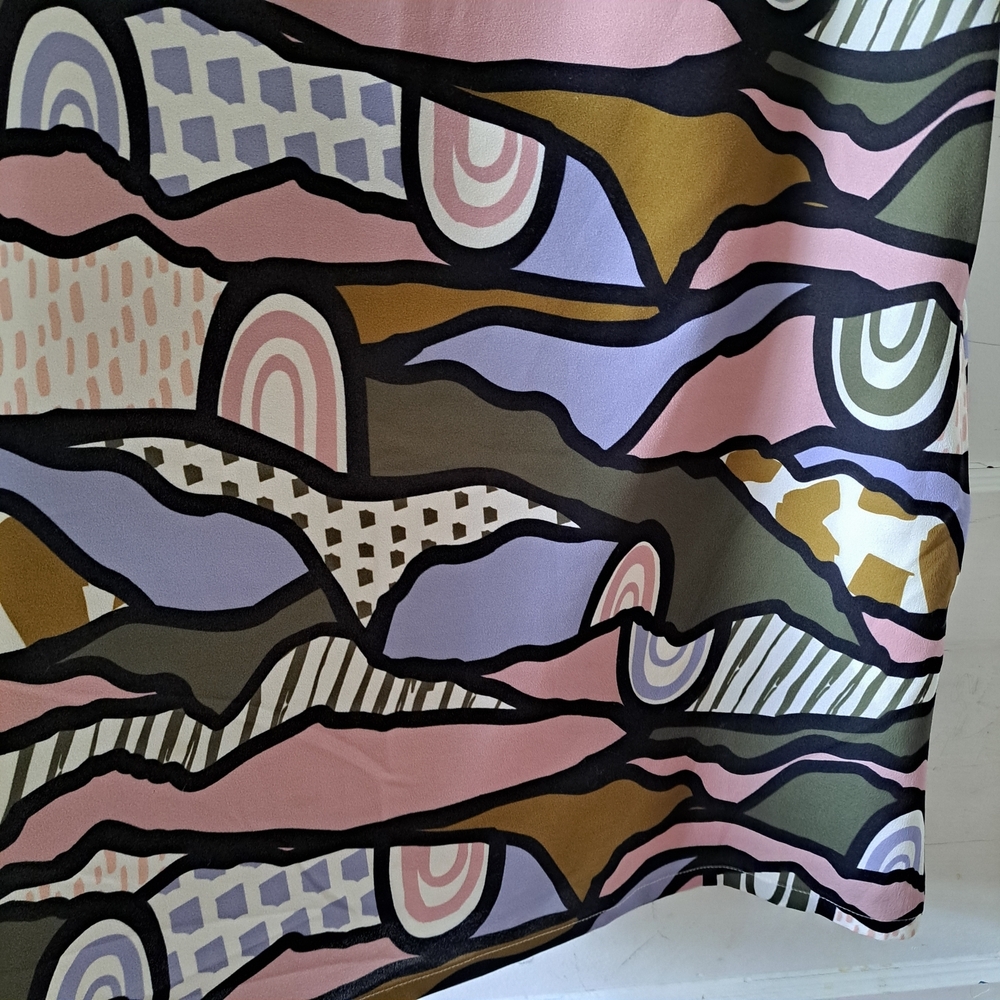 🇨🇦 Marigold Montréal Multicolor Abstract Art Dress • Short Sleeve • XS - Picture 6 of 11